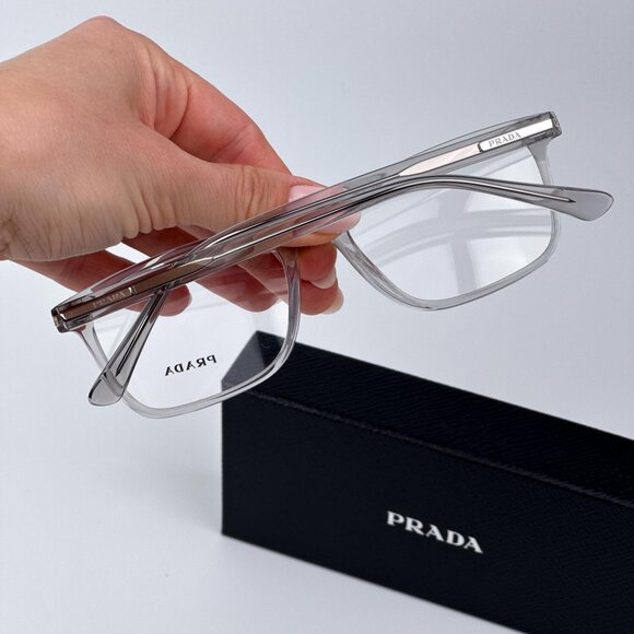 Prada PR14WV U431O1 Women BRAND NEW Eyeglasses Crystal Grey Square - Picture 3 of 10
